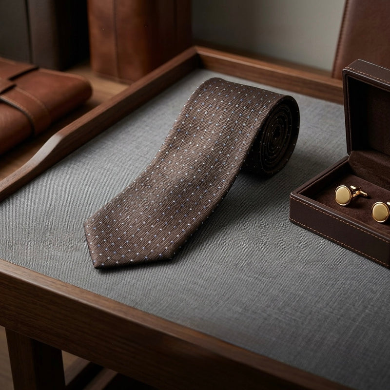 Classic Espresso Micro-Check Woven Necktie