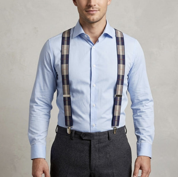Classic Checkered Suspenders – Sophisticated Style with a Timeless Touch