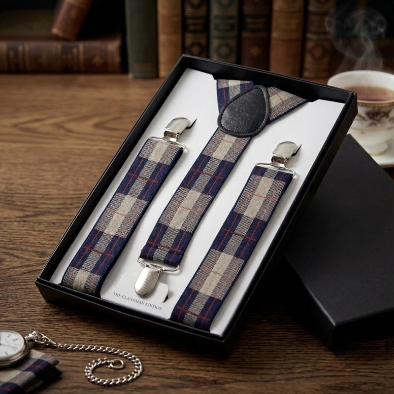 Classic Checkered Suspenders – Sophisticated Style with a Timeless Touch
