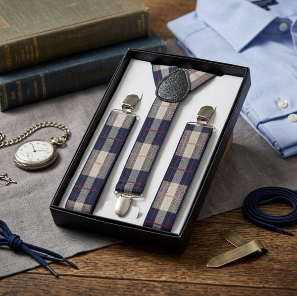Classic Checkered Suspenders – Sophisticated Style with a Timeless Touch