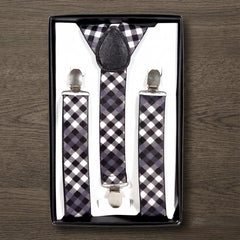 Classic Black & White Checkered Suspender Set