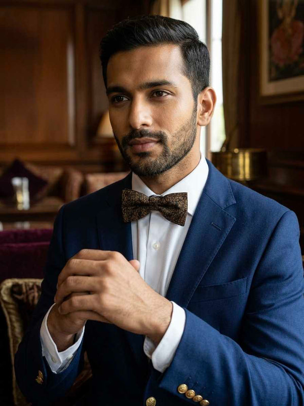 Textured Black & Gold Bow Tie