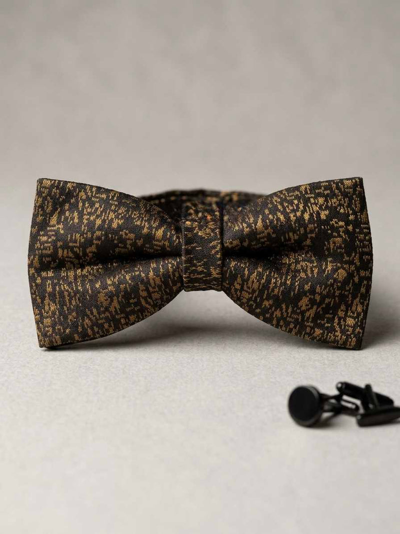 Textured Black & Gold Bow Tie