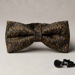 Textured Black & Gold Bow Tie