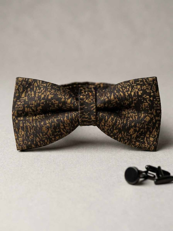 Textured Black & Gold Bow Tie