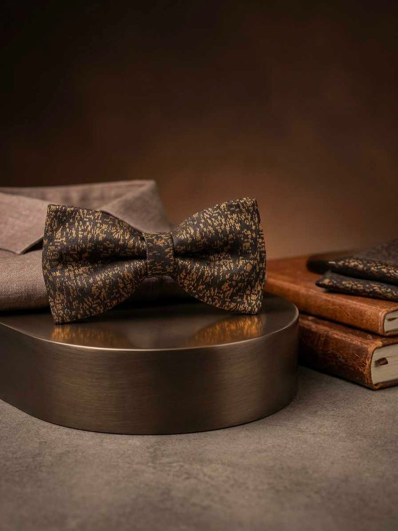 Textured Black & Gold Bow Tie