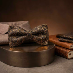 Textured Black & Gold Bow Tie