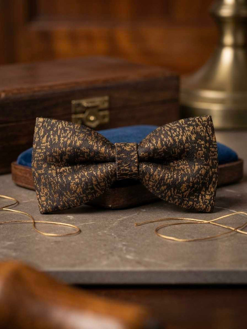 Textured Black & Gold Bow Tie