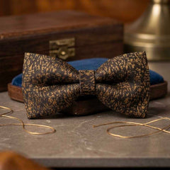 Textured Black & Gold Bow Tie