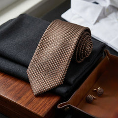 Textured Brown Woven Tie