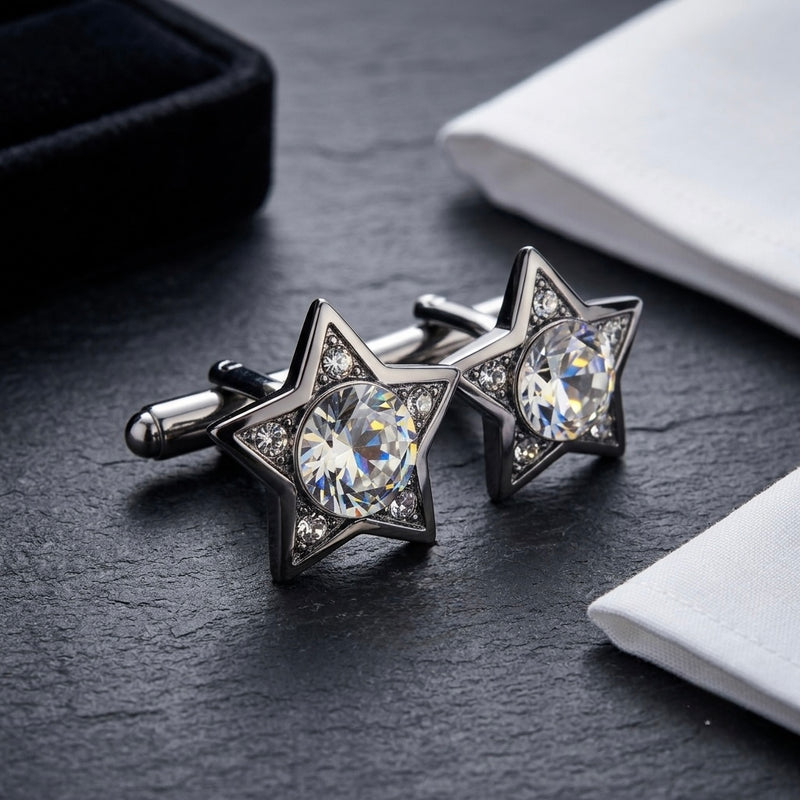 Star-Shaped Crystal Cufflinks