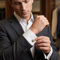 Gold-Tone Hexagonal Crystal Cufflinks