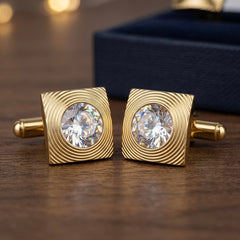 Luxury Gold-Tone Crystal Cufflinks
