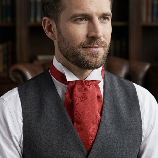 Red Jacquard Silk Cravat