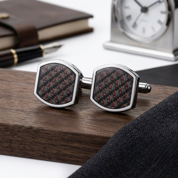 Black & Red Textured Cufflinks