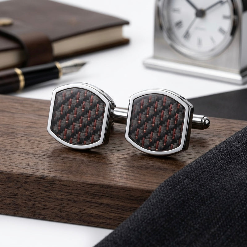 Black & Red Textured Cufflinks