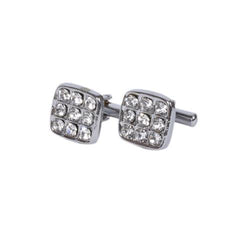 Sparkling Crystal Grid Cufflinks