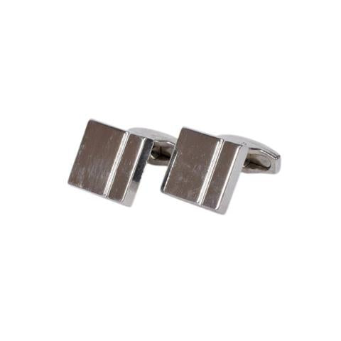 Classic Silver-Tone Rectangular Cufflinks