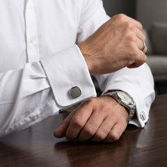 Textured Silver-Tone Cufflinks
