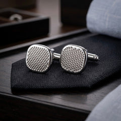 Textured Silver-Tone Cufflinks