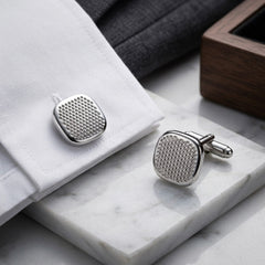 Textured Silver-Tone Cufflinks