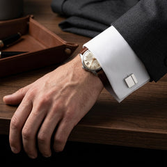 Classic Silver-Tone Rectangular Cufflinks