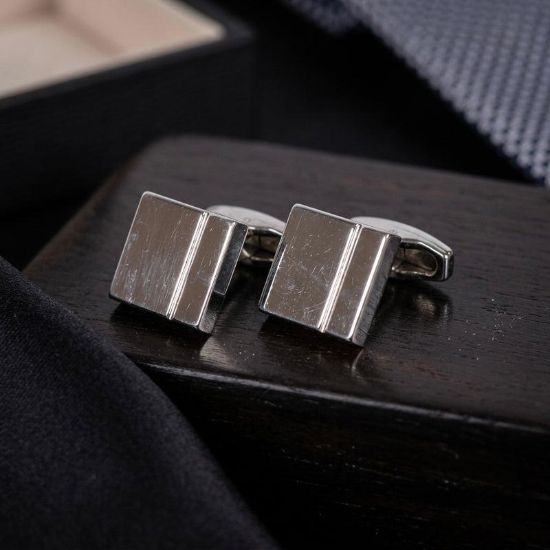 Classic Silver-Tone Rectangular Cufflinks
