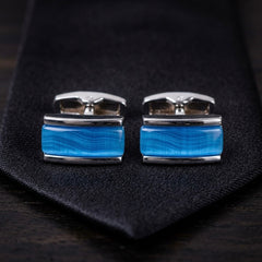 Blue Enamel Rectangular Cufflinks