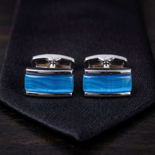 Blue Enamel Rectangular Cufflinks