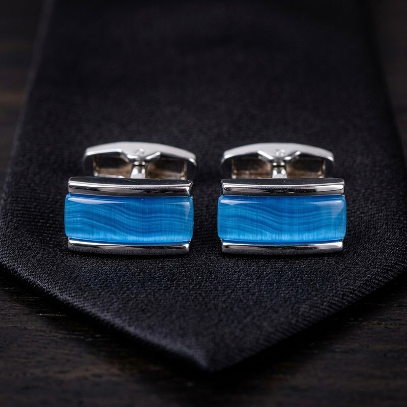 Blue Enamel Rectangular Cufflinks