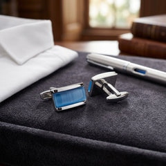 Blue Enamel Rectangular Cufflinks