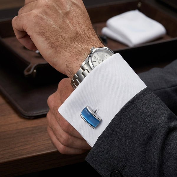 Blue Enamel Rectangular Cufflinks