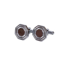 Octagonal Silver-Tone Cufflinks