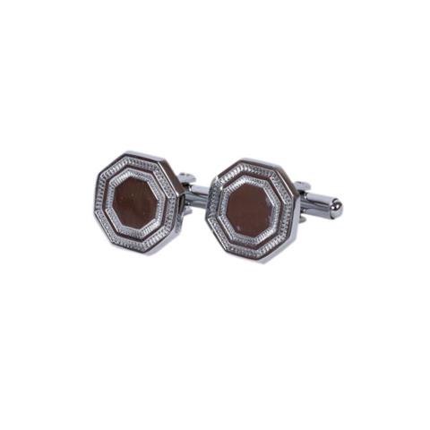 Octagonal Silver-Tone Cufflinks