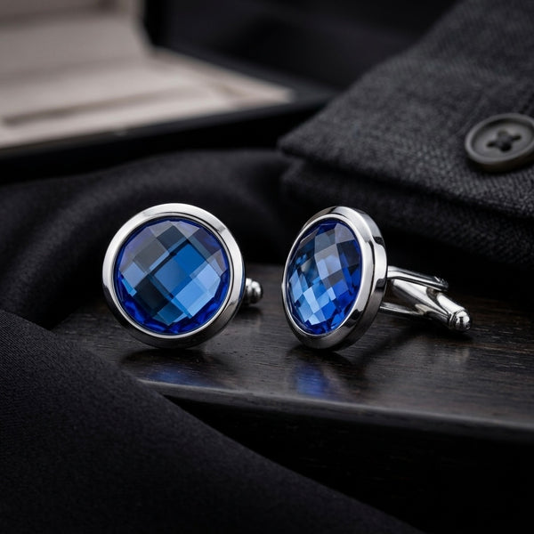 Sapphire Blue Crystal Cufflinks