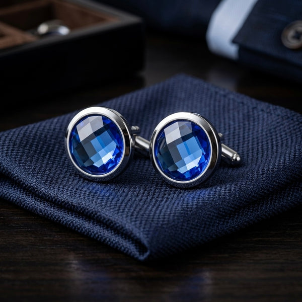 Sapphire Blue Crystal Cufflinks