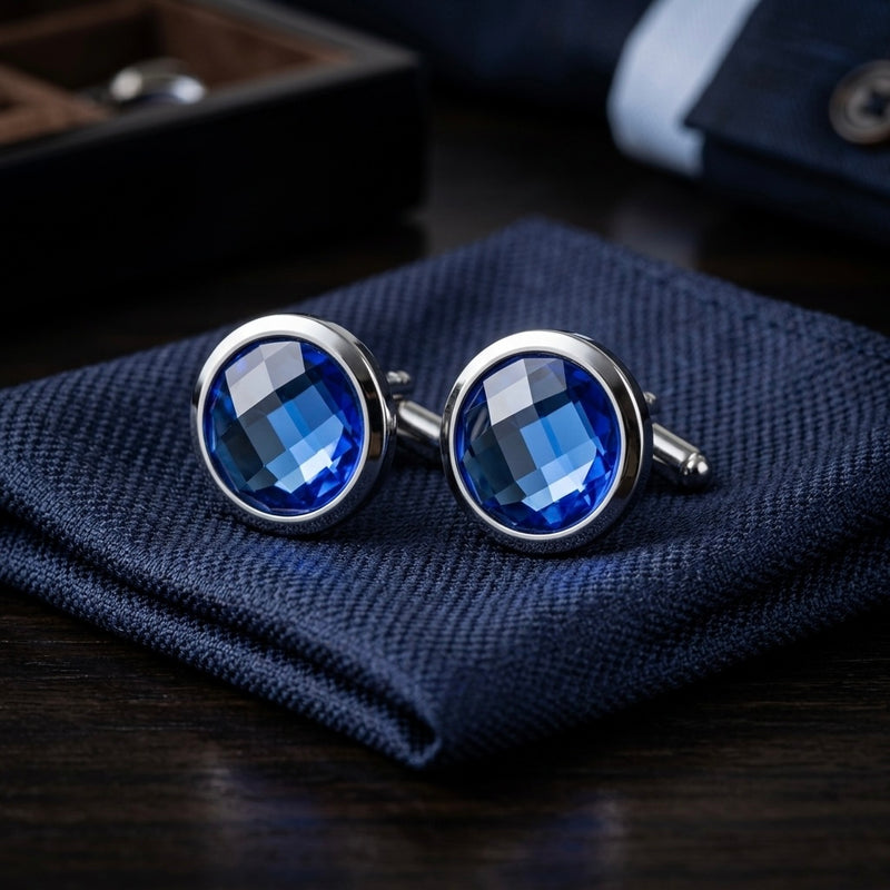 Sapphire Blue Crystal Cufflinks