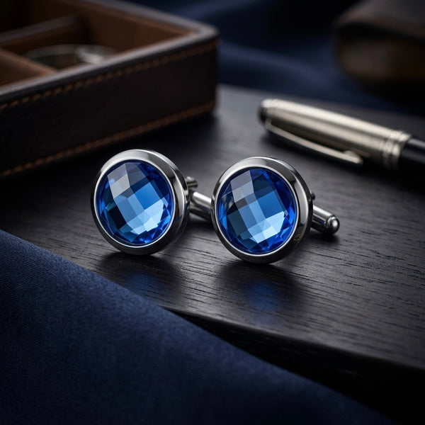 Sapphire Blue Crystal Cufflinks