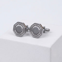Octagonal Silver-Tone Cufflinks