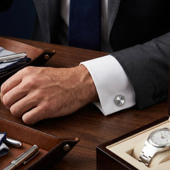 Octagonal Silver-Tone Cufflinks