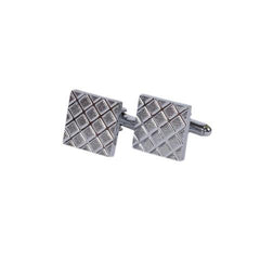 Silver Diamond-Pattern Cufflinks