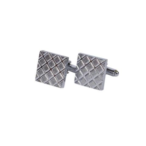 Silver Diamond-Pattern Cufflinks