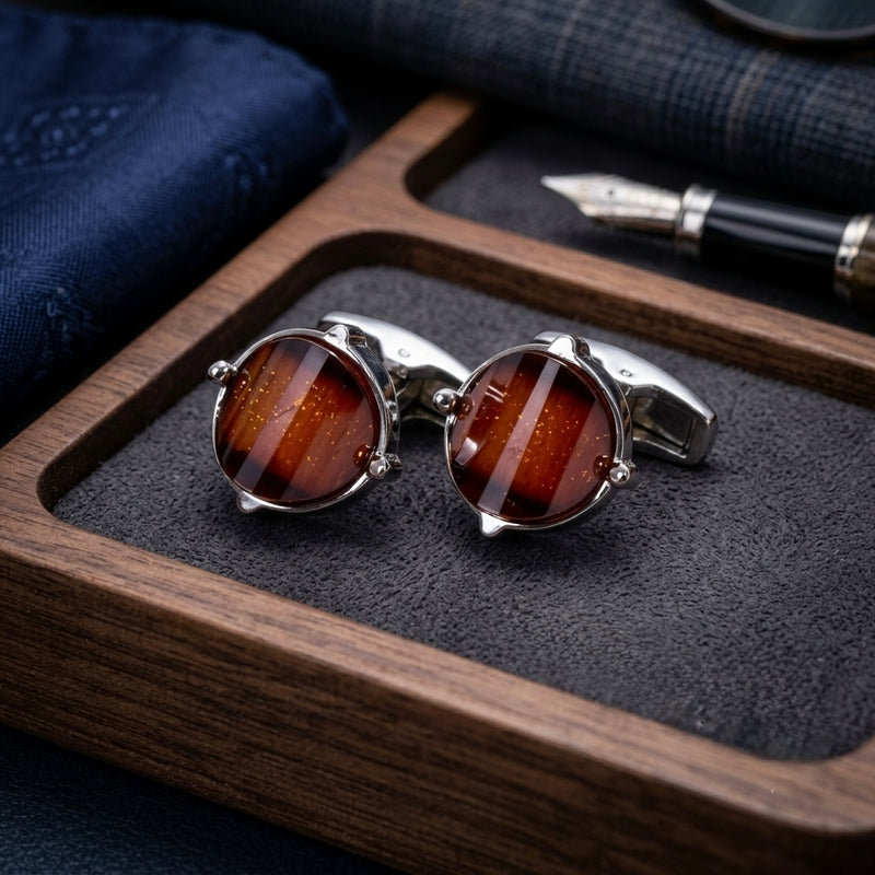 Elegant Amber Cufflinks