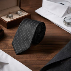 Midnight Onyx Pin-Dot Woven Necktie