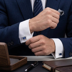 Elegant Blue Crystal Cufflinks