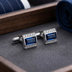 Elegant Blue Crystal Cufflinks