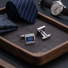 Elegant Blue Crystal Cufflinks