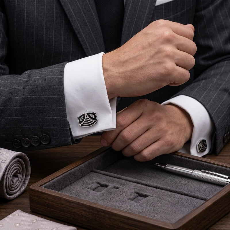Contemporary Black & Silver Cufflinks