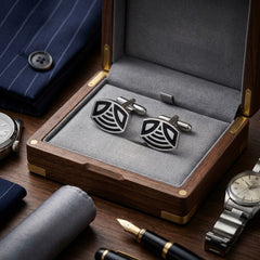Contemporary Black & Silver Cufflinks