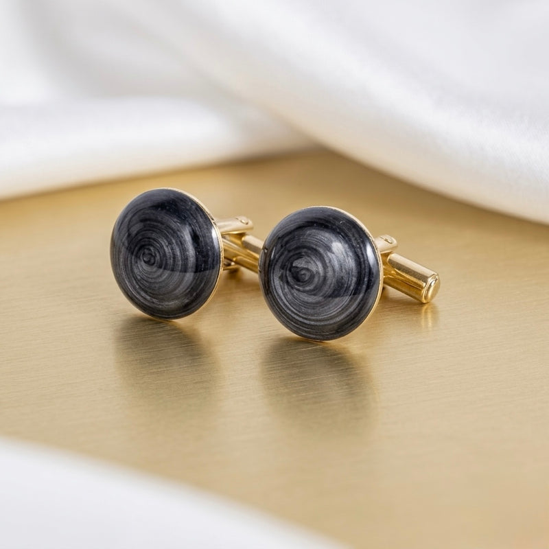 Elegant Black Onyx-Style Cufflinks